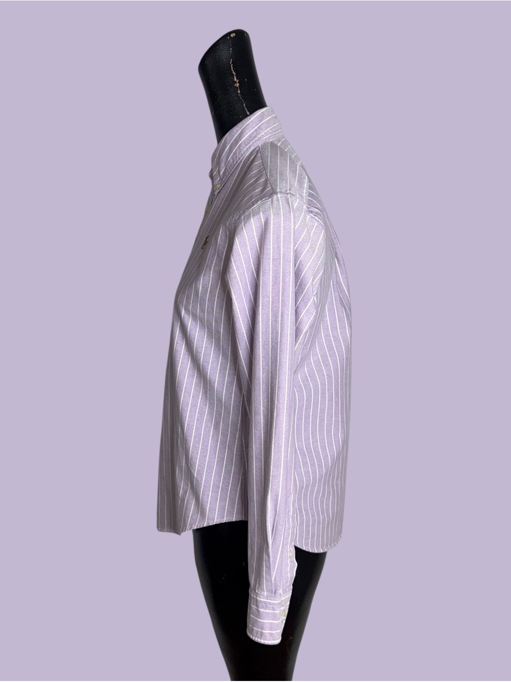 Lilac purple and white striped cotton oxford shirt by Ralph Lauren - Picture 7 of 16